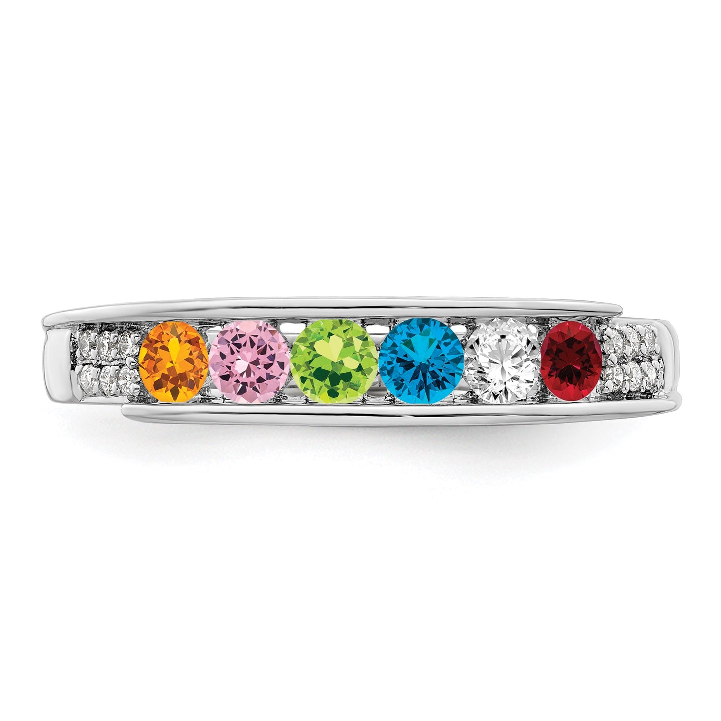 14K White Gold Family Jewelry Diamond Semi-Set Ring