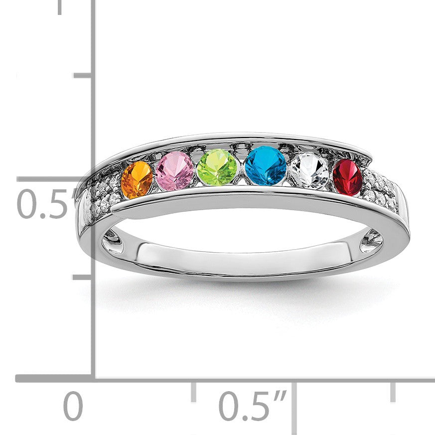 14K White Gold Family Jewelry Diamond Semi-Set Ring