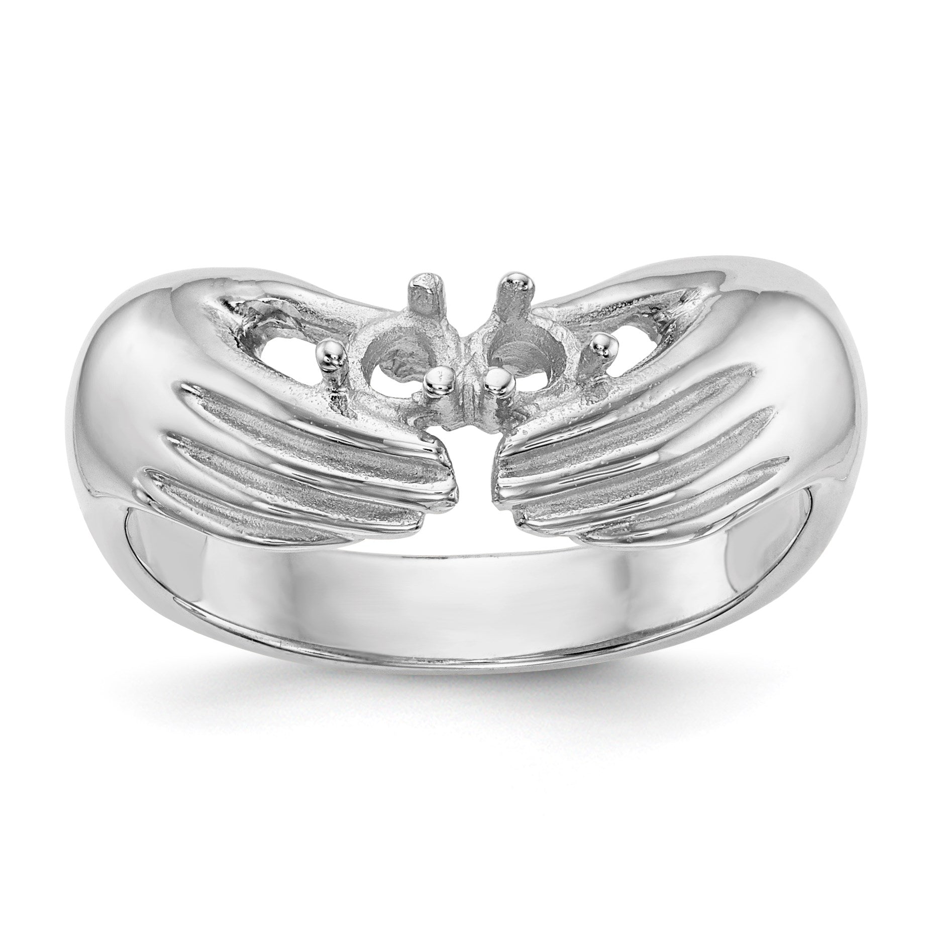 14k White Gold 2 Stone Family Ring Mounting