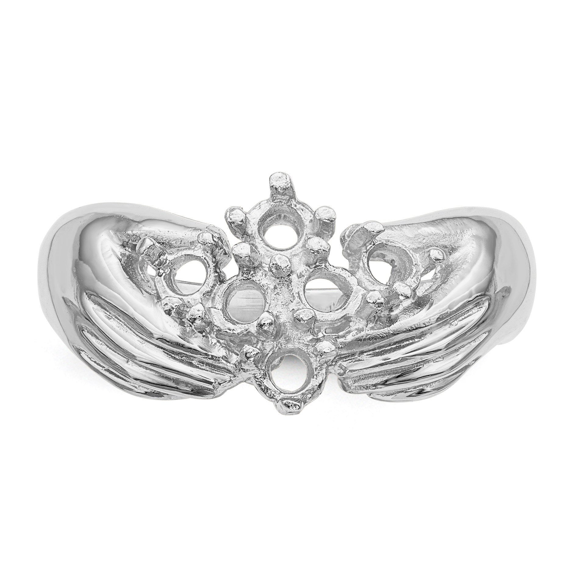 14k White Gold 6 Stone Family Ring Mounting