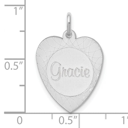 14k White Gold Heart Disc Name Charm