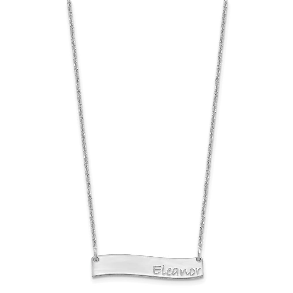 10k White Gold Small BRADLEY HAND Curved Bar Necklace