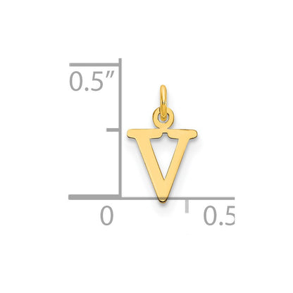 14ky Cutout Letter V Initial Pendant