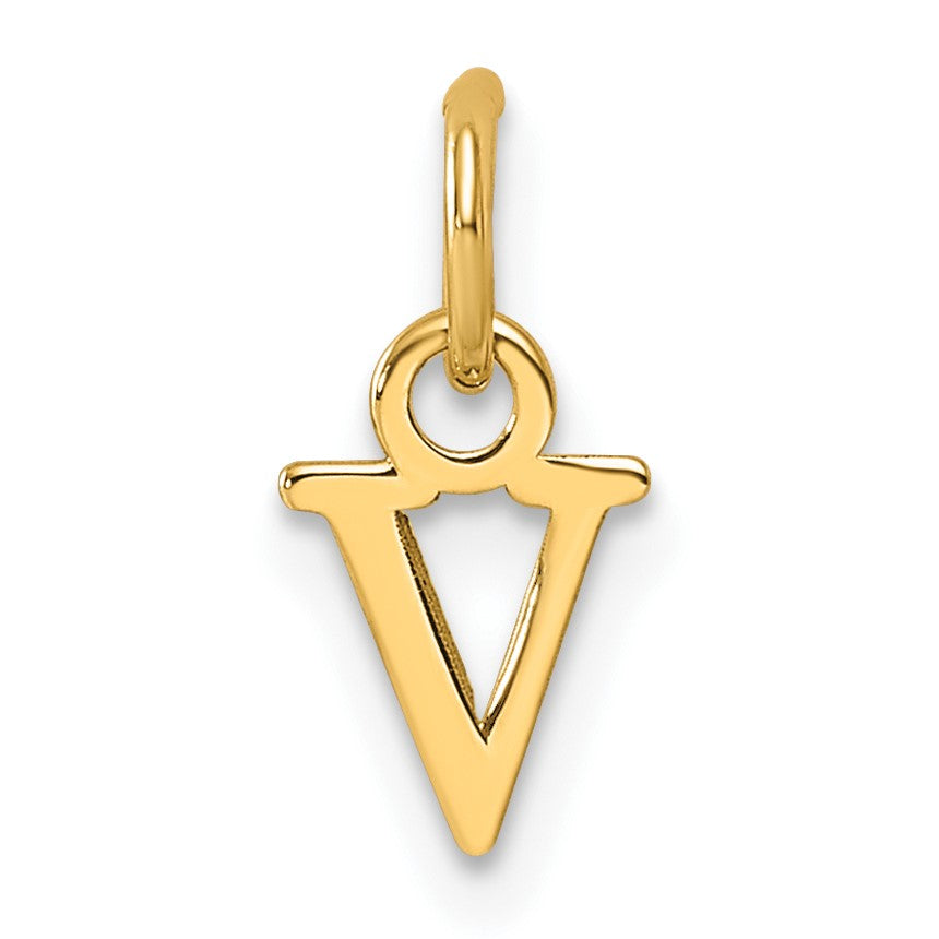 14ky Cutout Letter V Initial Pendant