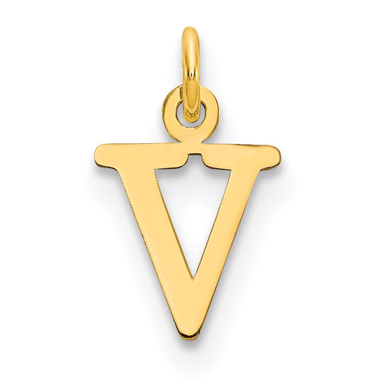 14ky Cutout Letter V Initial Pendant