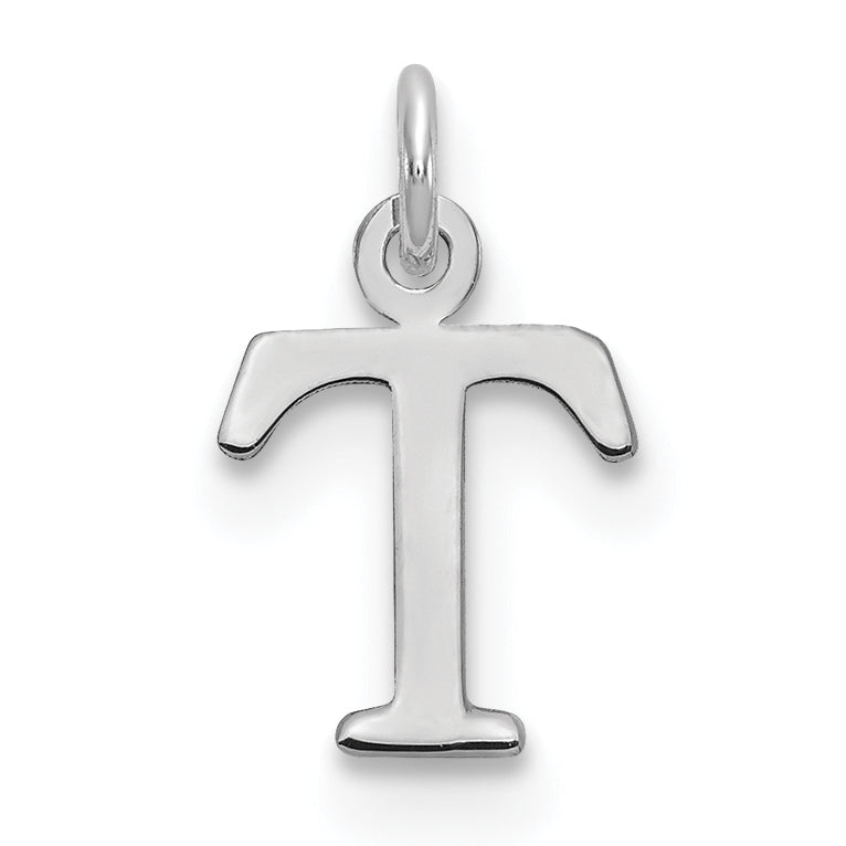 Sterling Silver Rhodium-plated Letter T Initial Charm
