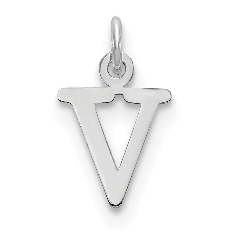 14kw Cutout Letter V Initial Pendant