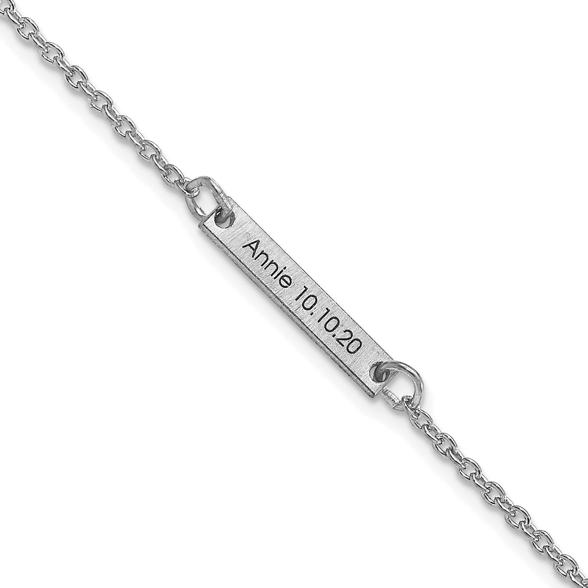 10k White Gold Brushed 1 Station Bracelet