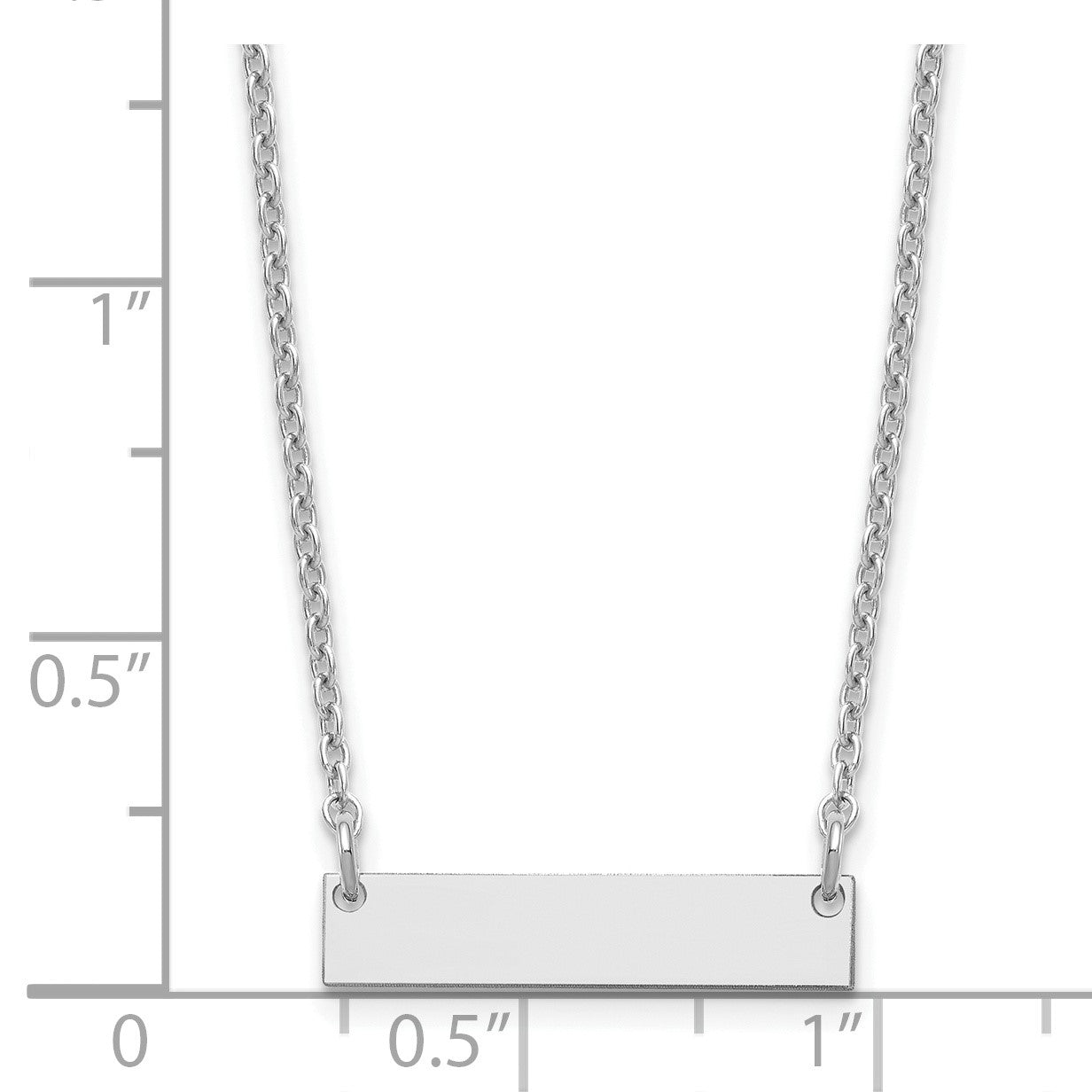 Sterling Silver/Rhodium-plated Small Blank Bar Necklace