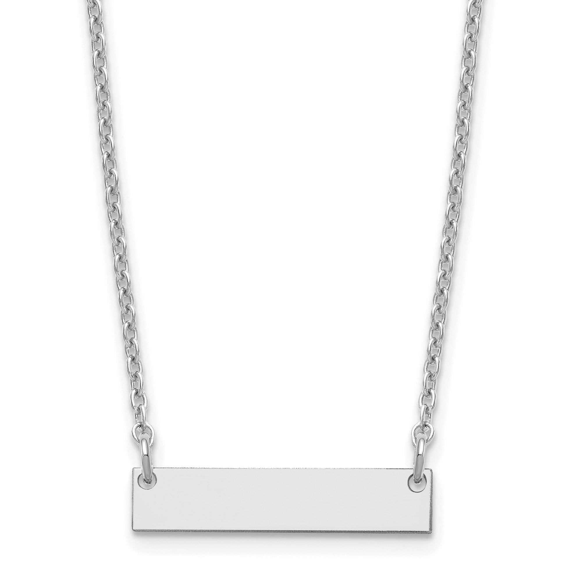 Sterling Silver/Rhodium-plated Small Blank Bar Necklace