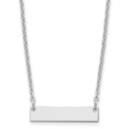 Sterling Silver/Rhodium-plated Small Blank Bar Necklace
