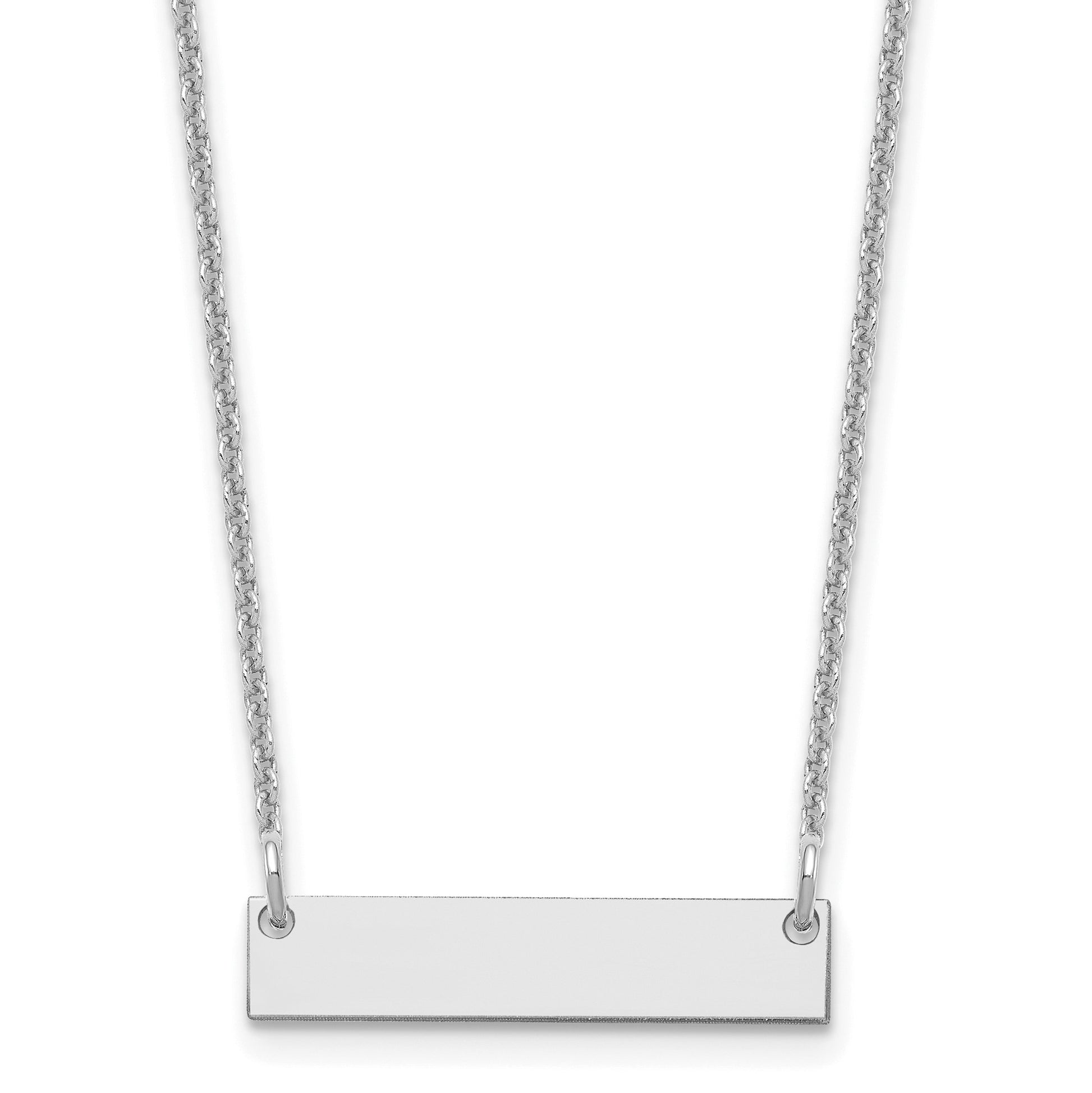 14k White Gold Small Blank Bar Necklace