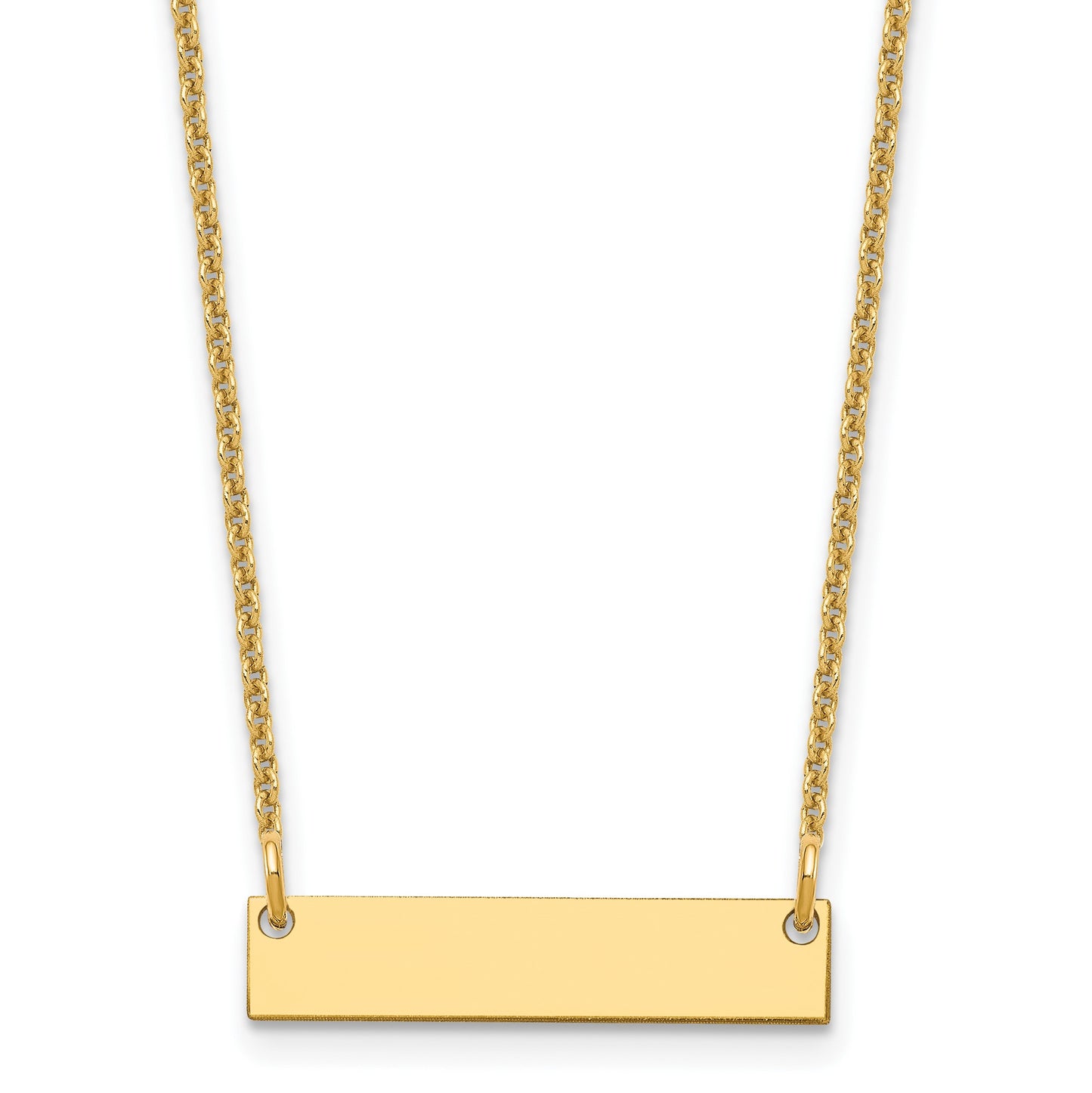 14k Yellow Gold Small Blank Bar Necklace