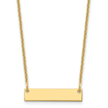 14k Yellow Gold Small Blank Bar Necklace