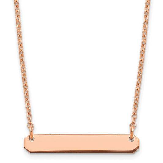 Sterling Silver/Rose-plated Small Blank Bar Necklace