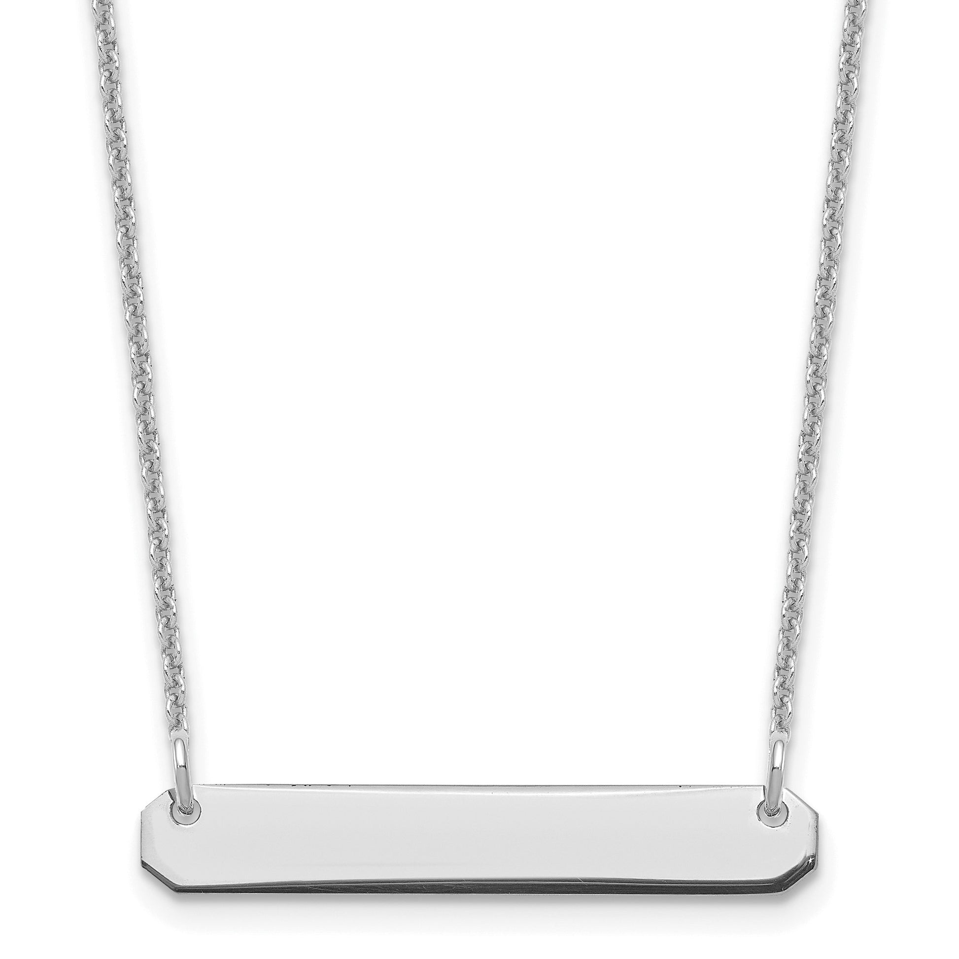 14k White Gold Small Blank Bar Necklace