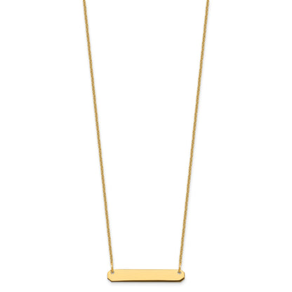 14k Yellow Gold Small Blank Bar Necklace