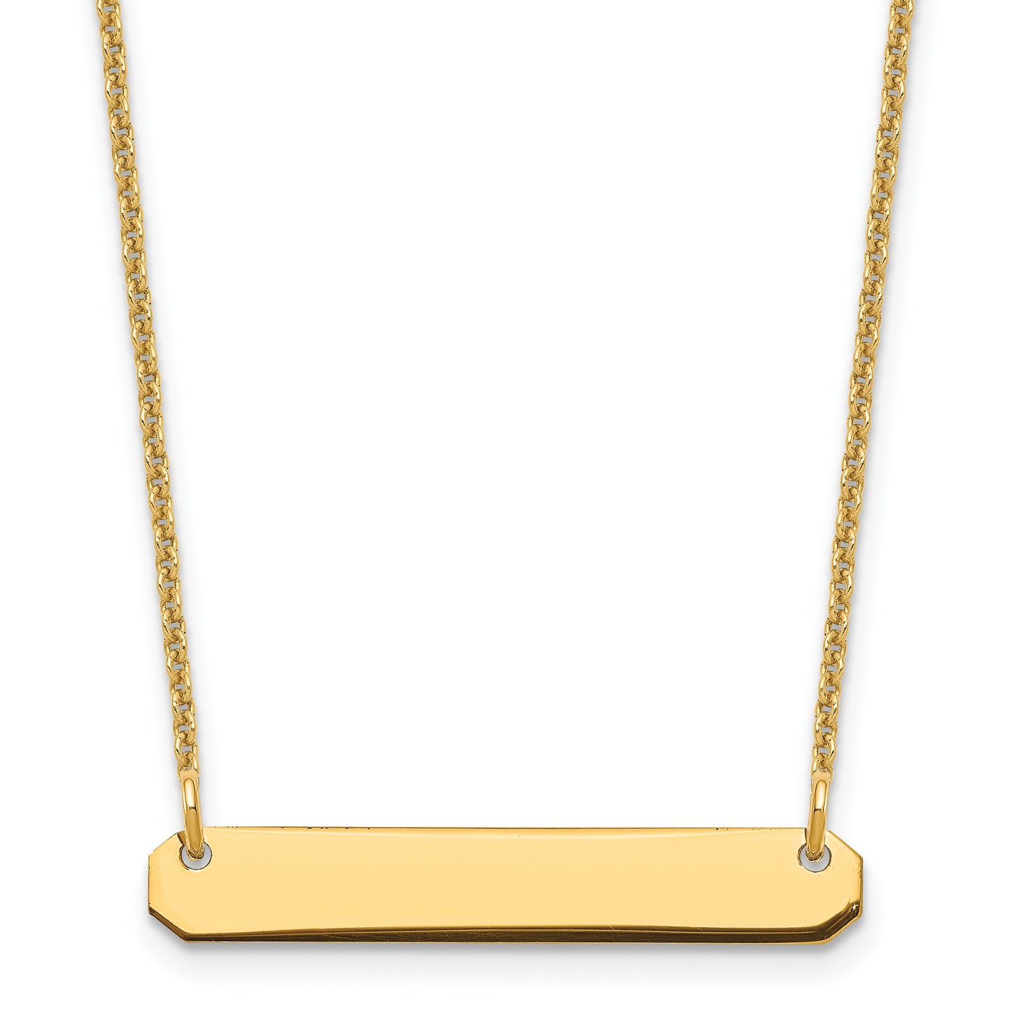 14k Yellow Gold Small Blank Bar Necklace
