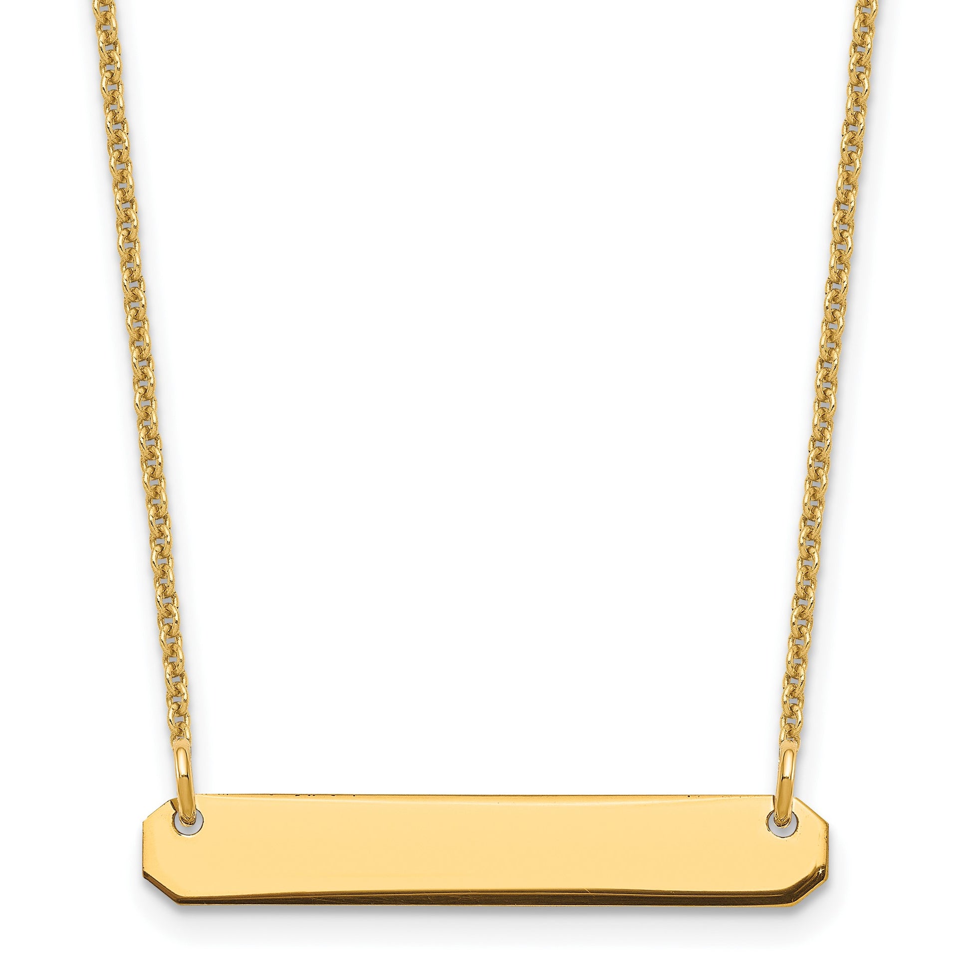 14k Yellow Gold Small Blank Bar Necklace