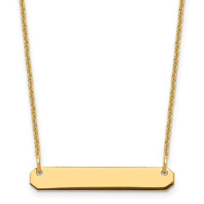 14k Yellow Gold Small Blank Bar Necklace