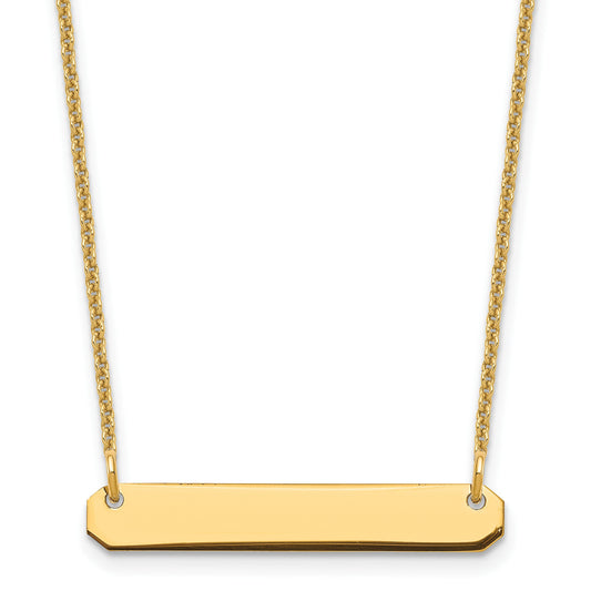 14k Yellow Gold Small Blank Bar Necklace