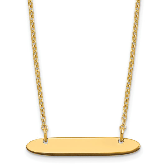 Sterling Silver/Gold-plated Small Oblong Blank Bar Necklace