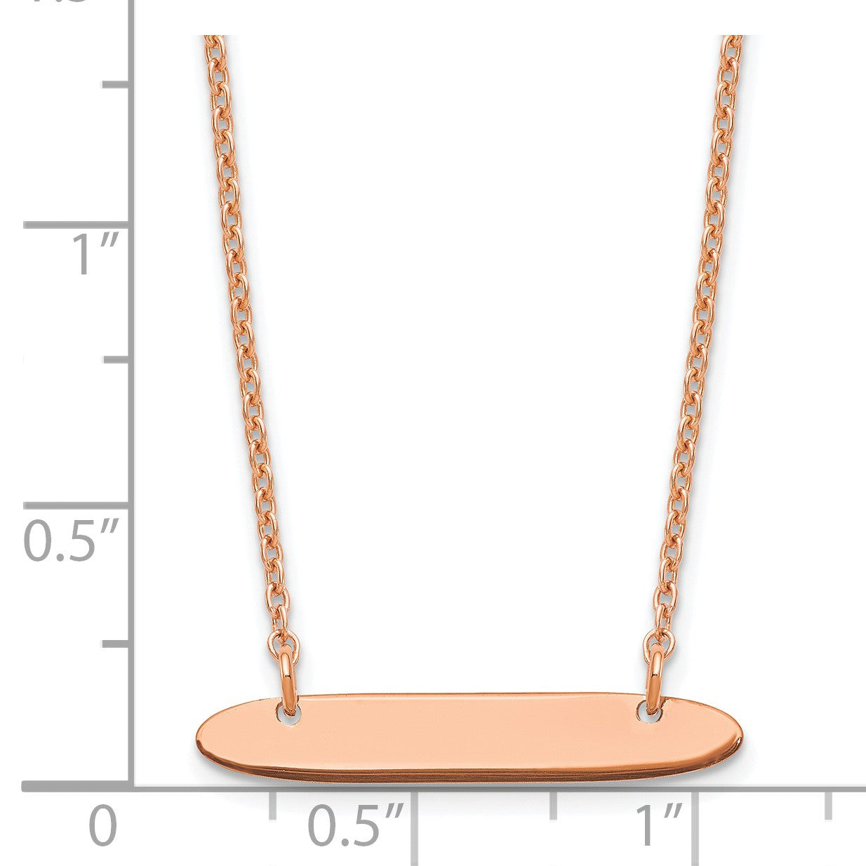 Sterling Silver/Rose-plated Small Oblong Blank Bar Necklace