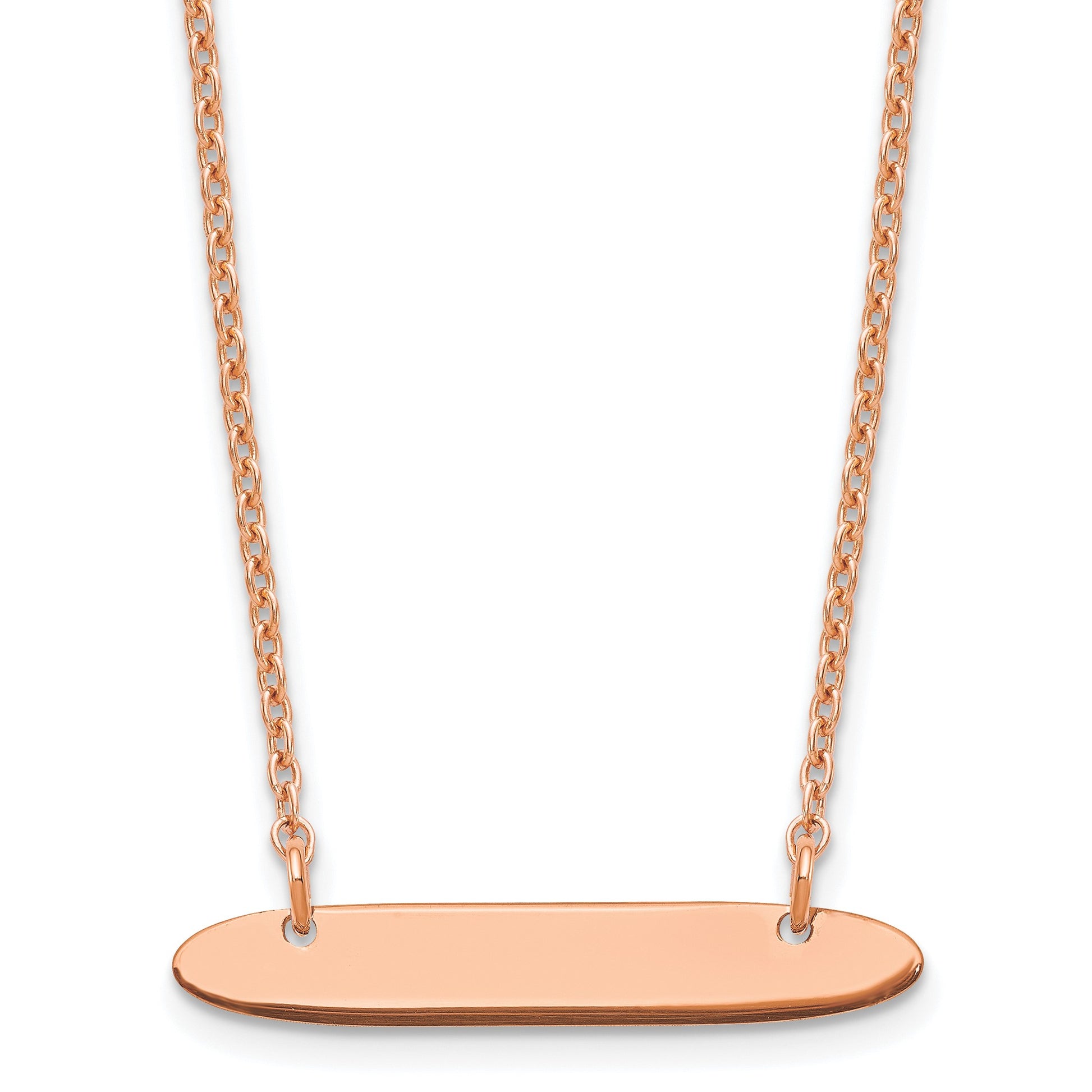 Sterling Silver/Rose-plated Small Oblong Blank Bar Necklace
