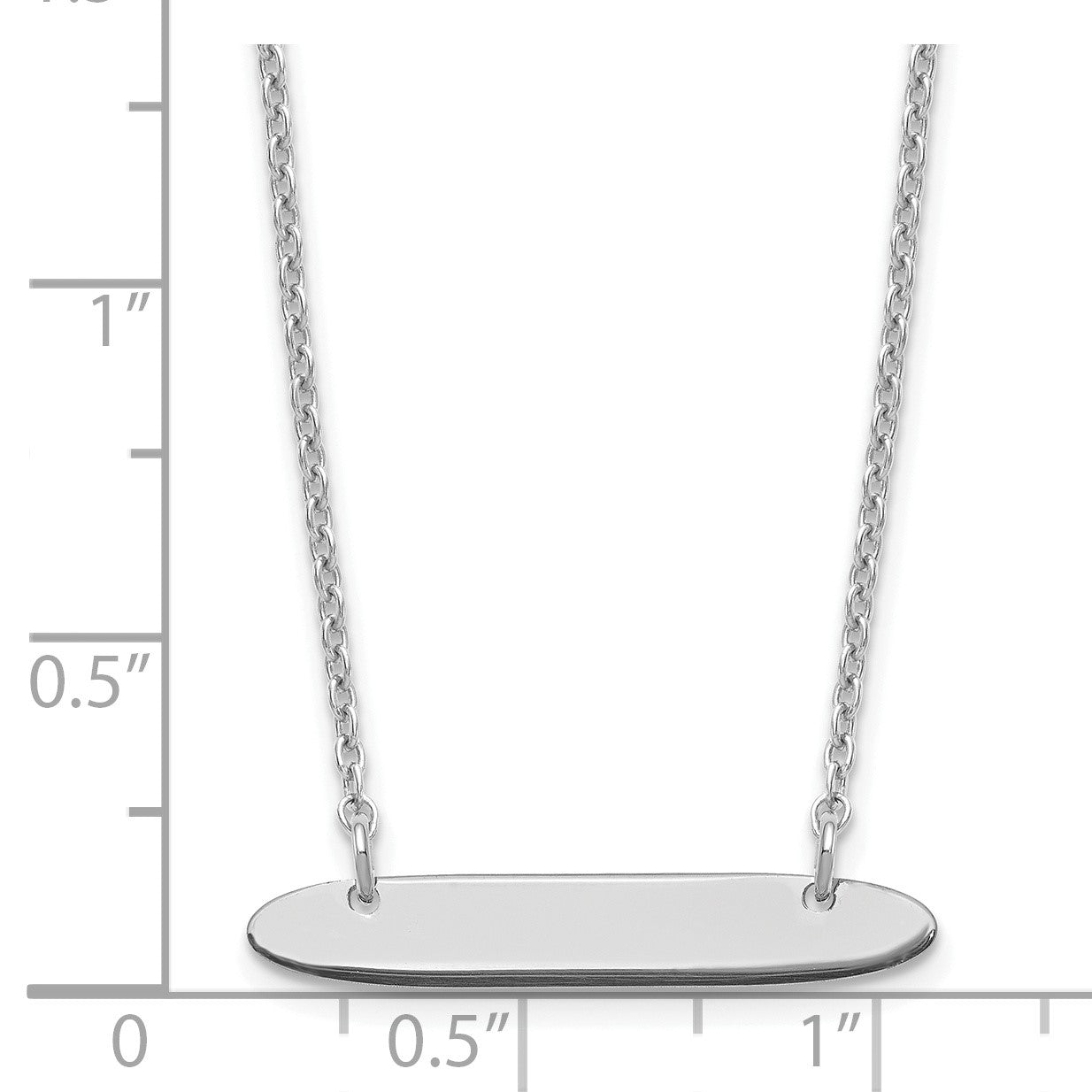 Sterling Silver/Rhodium-plated Small Oblong Blank Bar Necklace