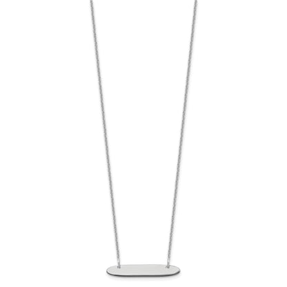 10k White Gold Small Oblong Blank Bar Necklace