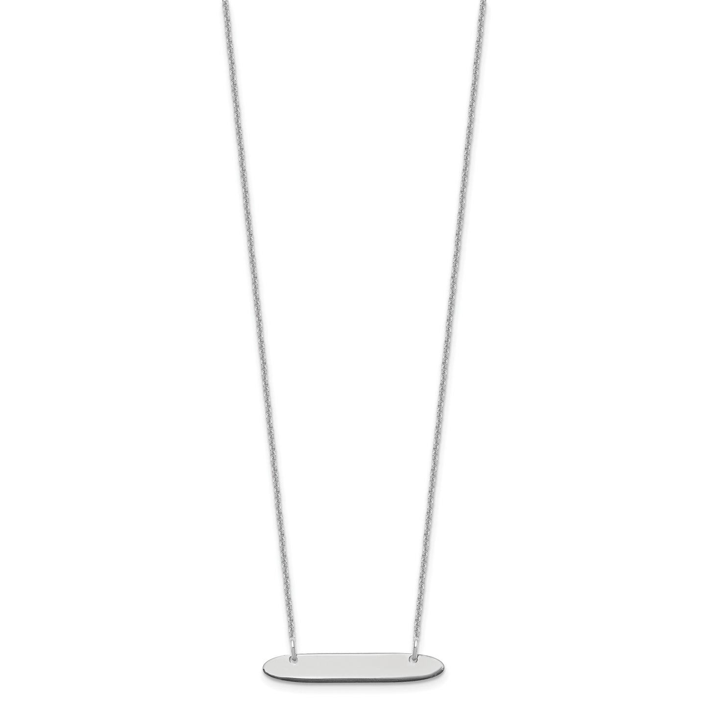 14k White Gold Small Oblong Blank Bar Necklace