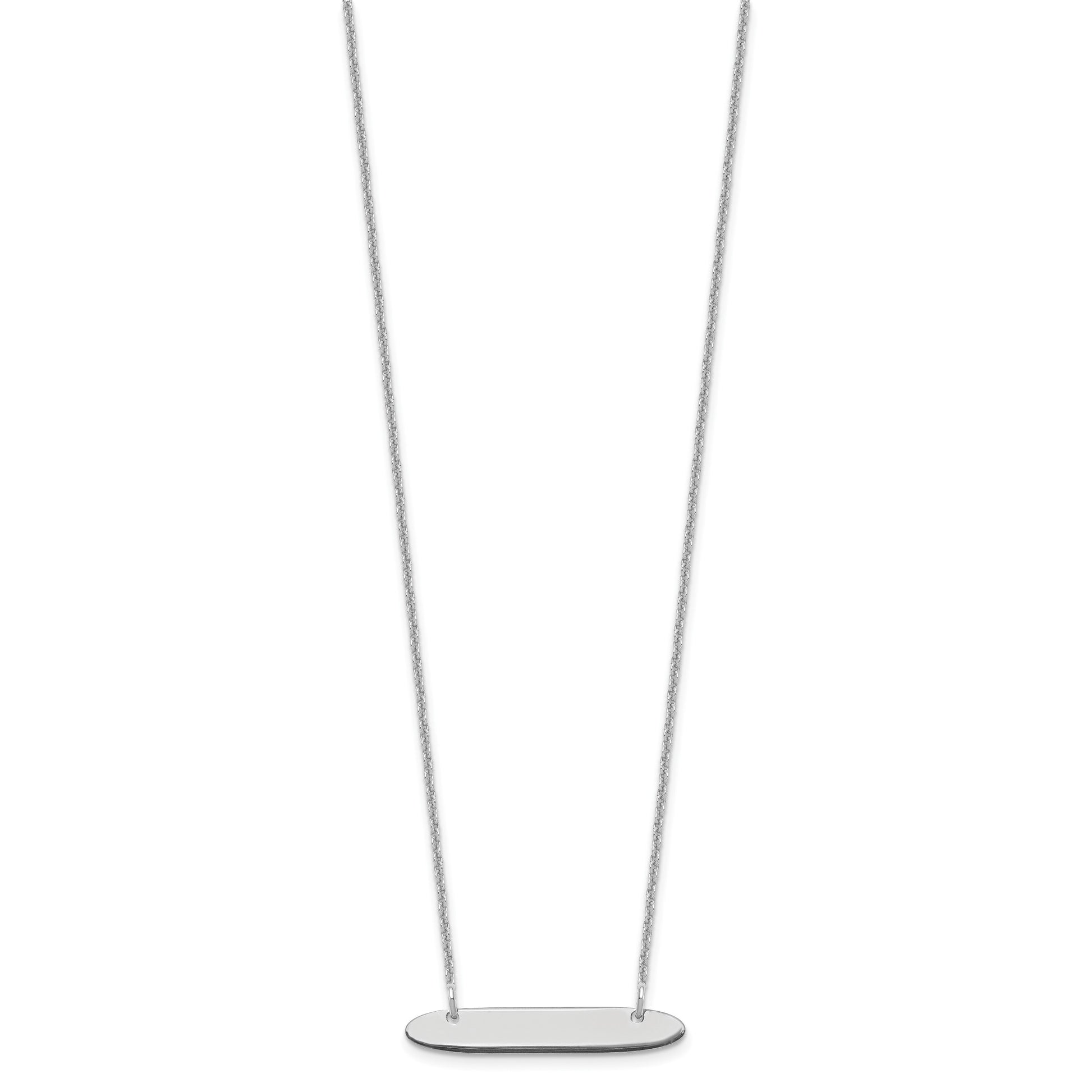 14k White Gold Small Oblong Blank Bar Necklace