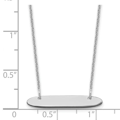 14k White Gold Small Oblong Blank Bar Necklace
