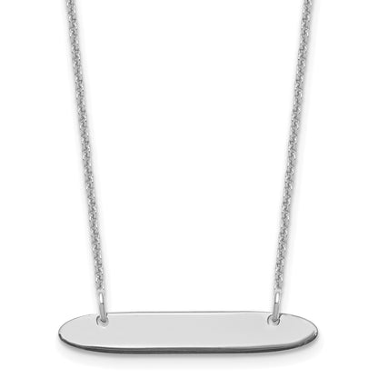 14k White Gold Small Oblong Blank Bar Necklace