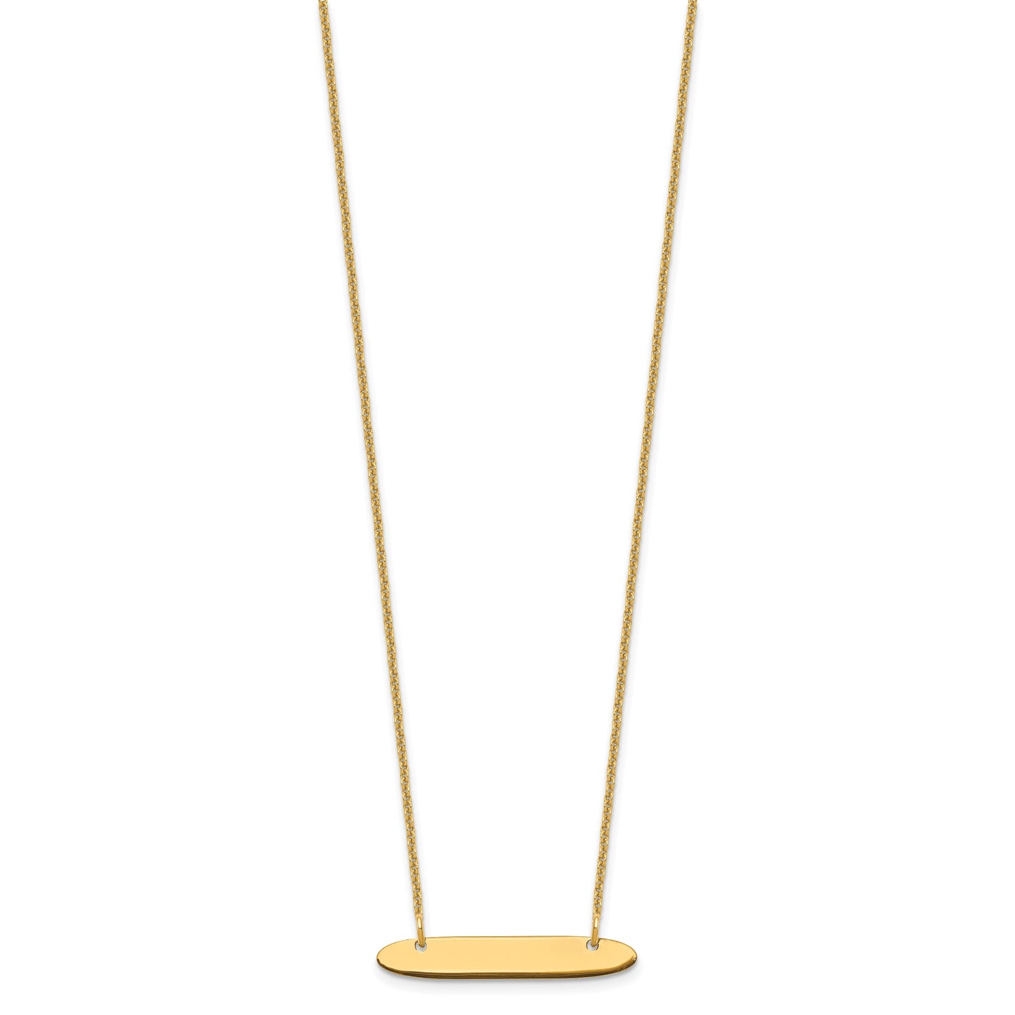 14k Yellow Gold Small Oblong Blank Bar Necklace