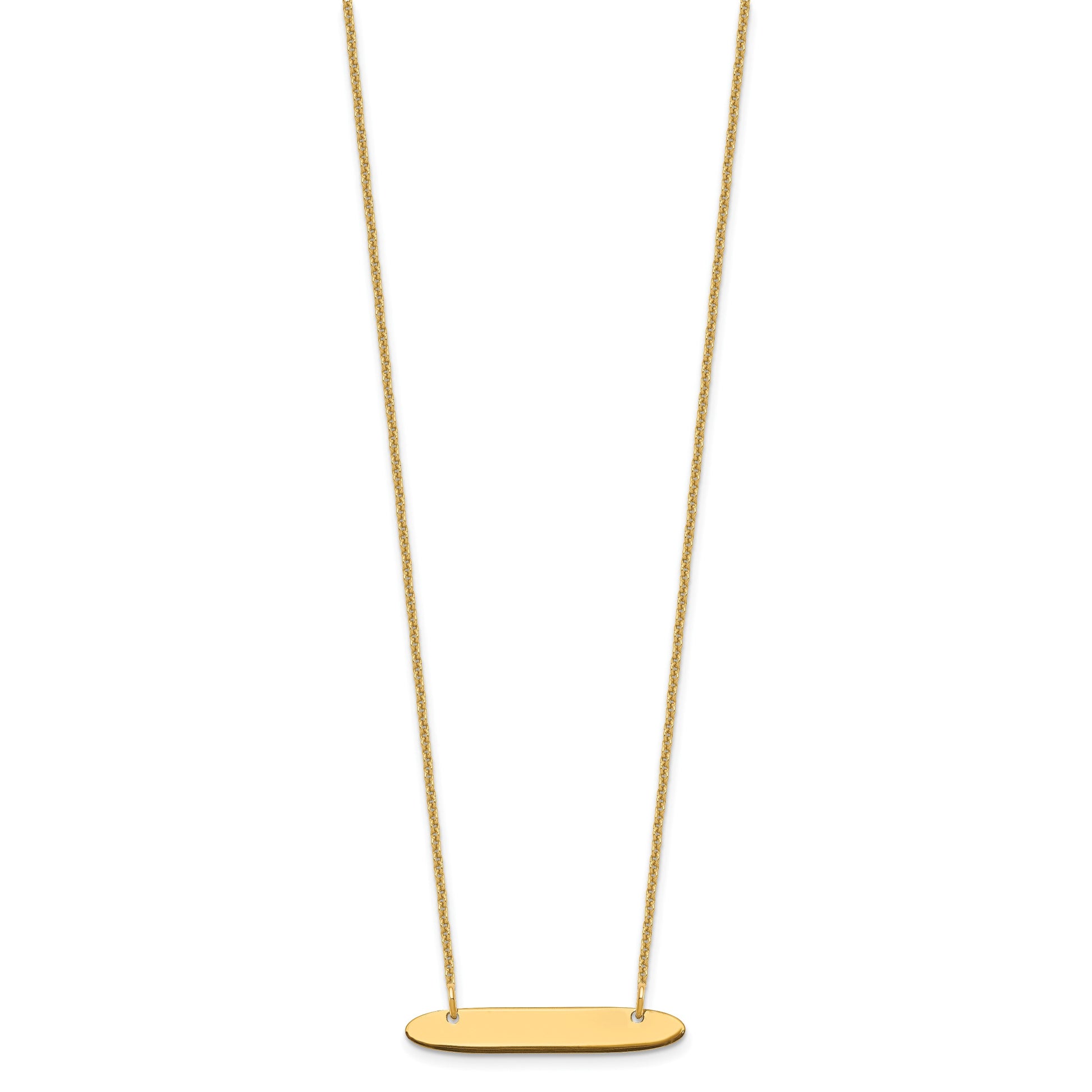 14k Yellow Gold Small Oblong Blank Bar Necklace