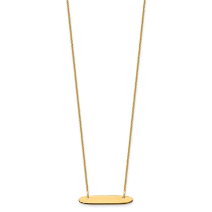 14k Yellow Gold Small Oblong Blank Bar Necklace