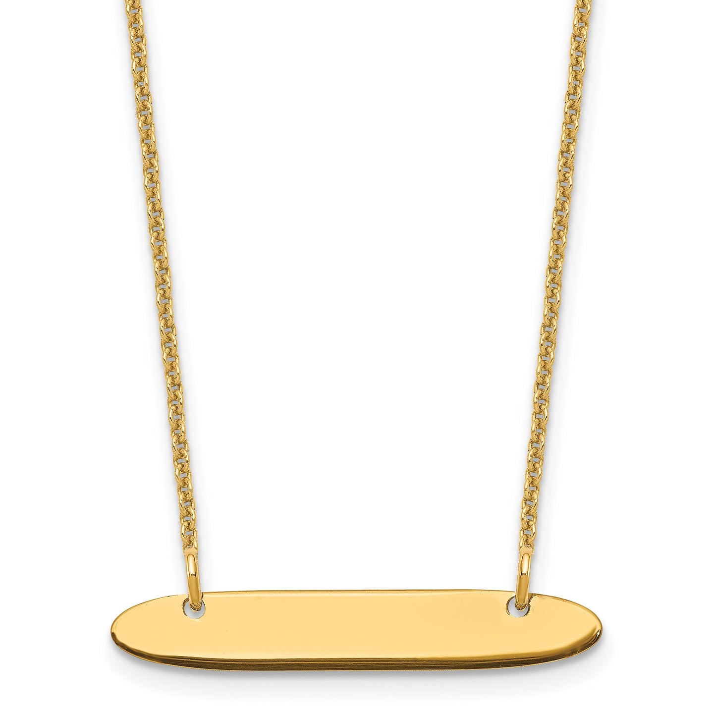 14k Yellow Gold Small Oblong Blank Bar Necklace