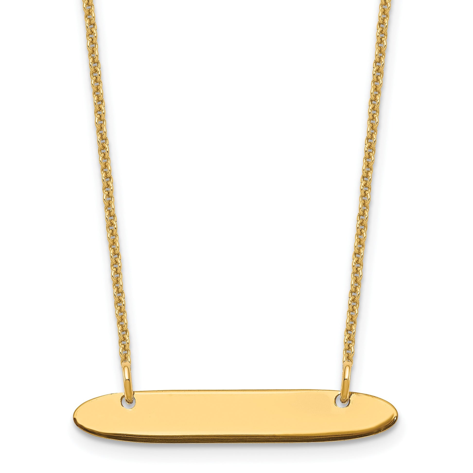 14k Yellow Gold Small Oblong Blank Bar Necklace