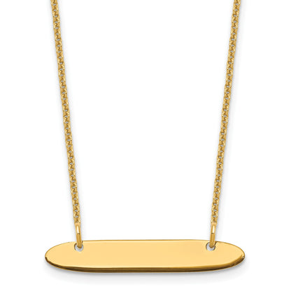 14k Yellow Gold Small Oblong Blank Bar Necklace