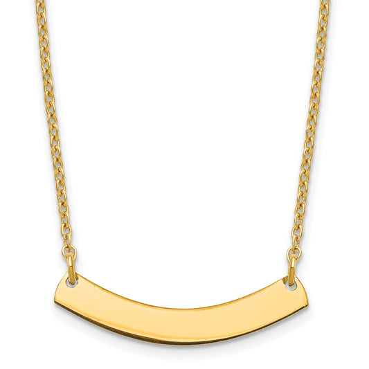 Sterling Silver/Gold-plated Small Curved Blank Bar Necklace