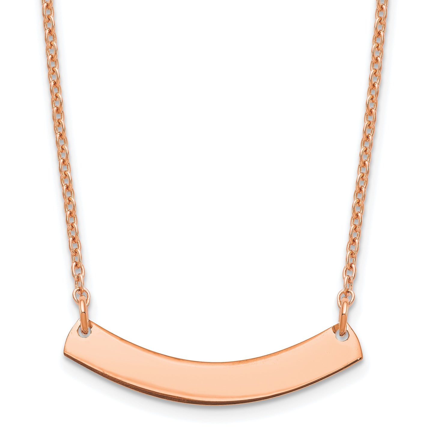 Sterling Silver/Rhodium-plated Small Curved Blank Bar Necklace