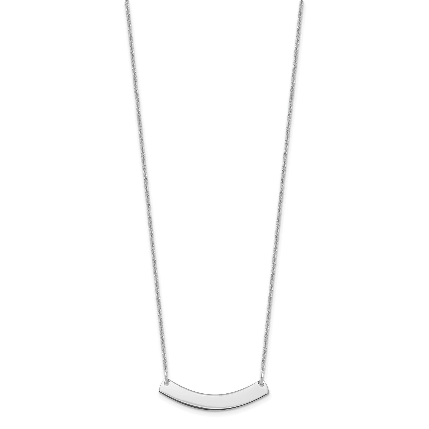 14k White Gold Small Curved Blank Bar Necklace