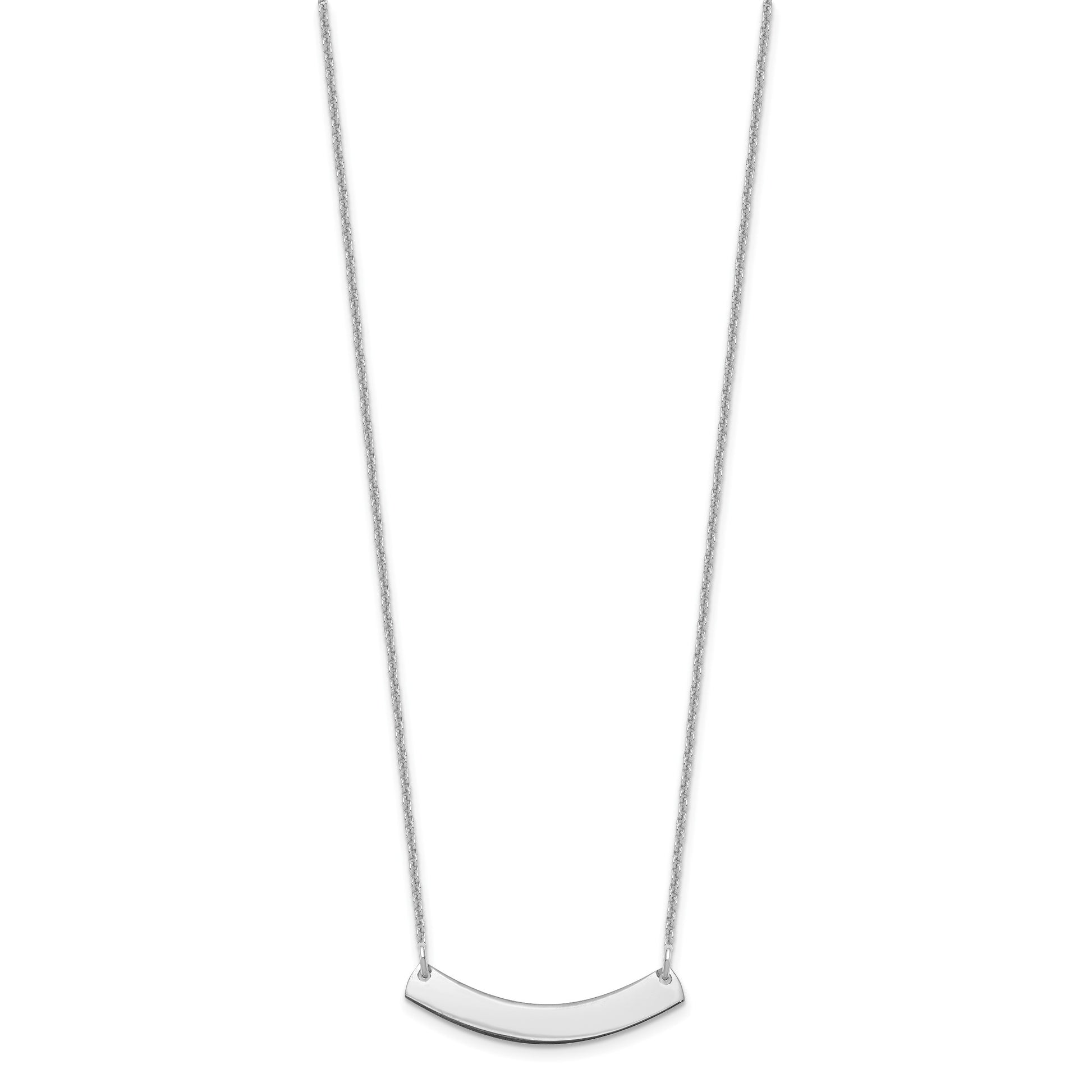 14k White Gold Small Curved Blank Bar Necklace