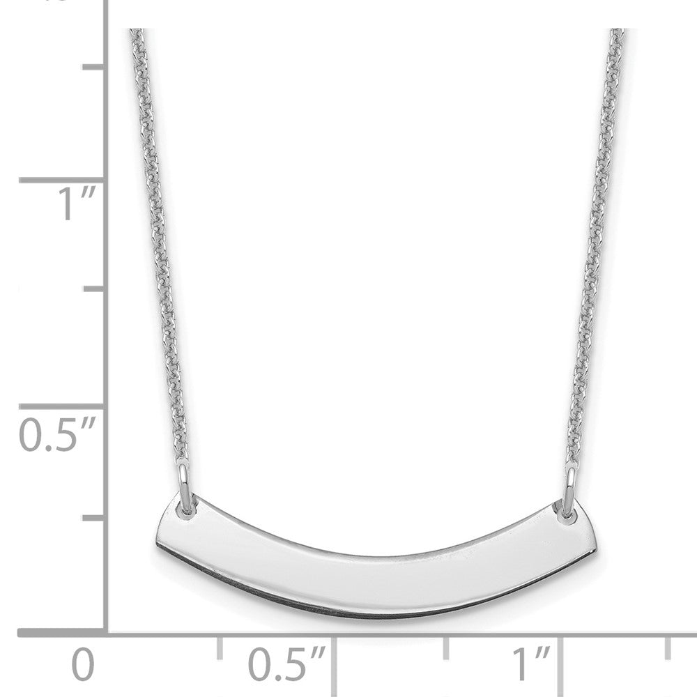 10k White Gold Small Curved Blank Bar Necklace