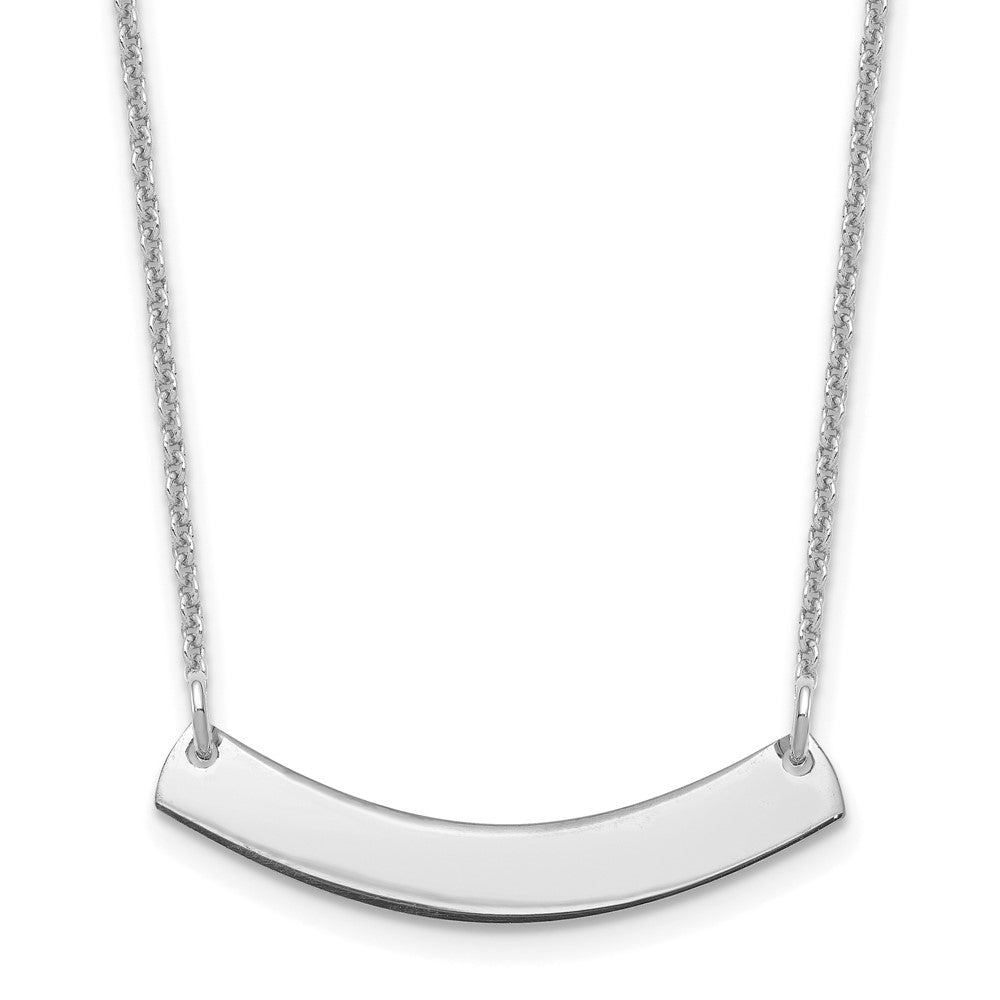 10k White Gold Small Curved Blank Bar Necklace