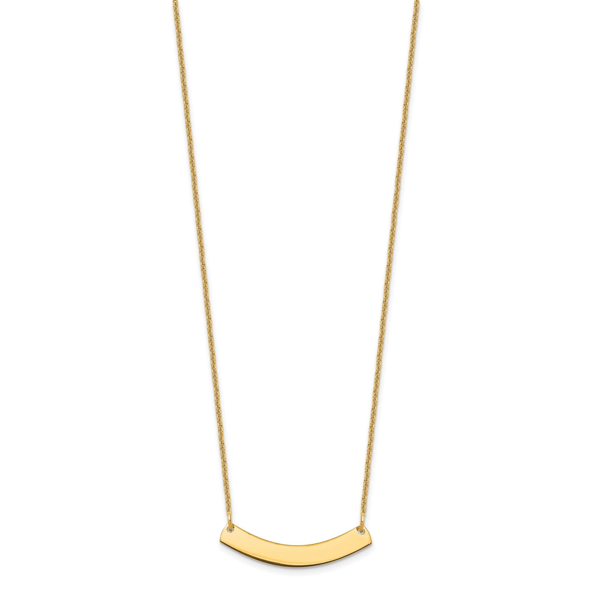 14k Yellow Gold Small Curved Blank Bar Necklace