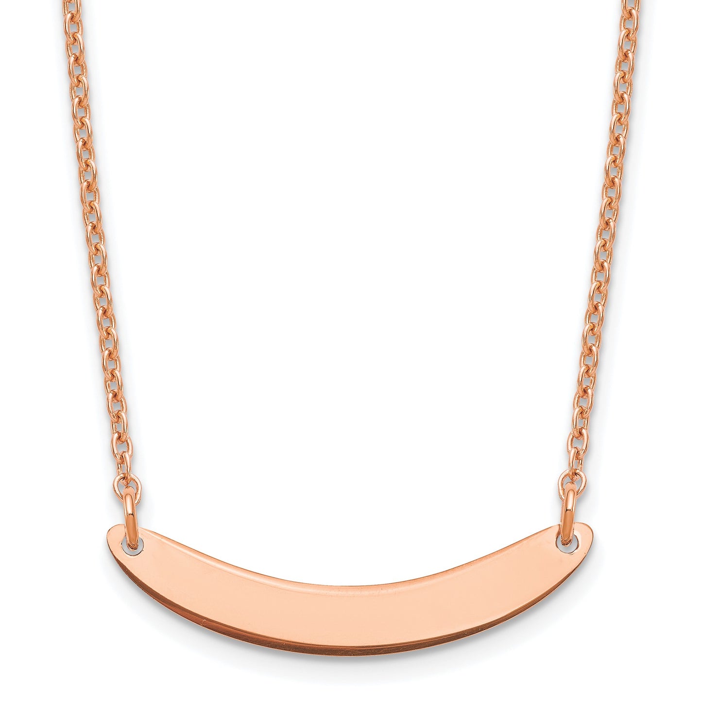 Sterling Silver/Rose-plated Small Curved Blank Bar Necklace