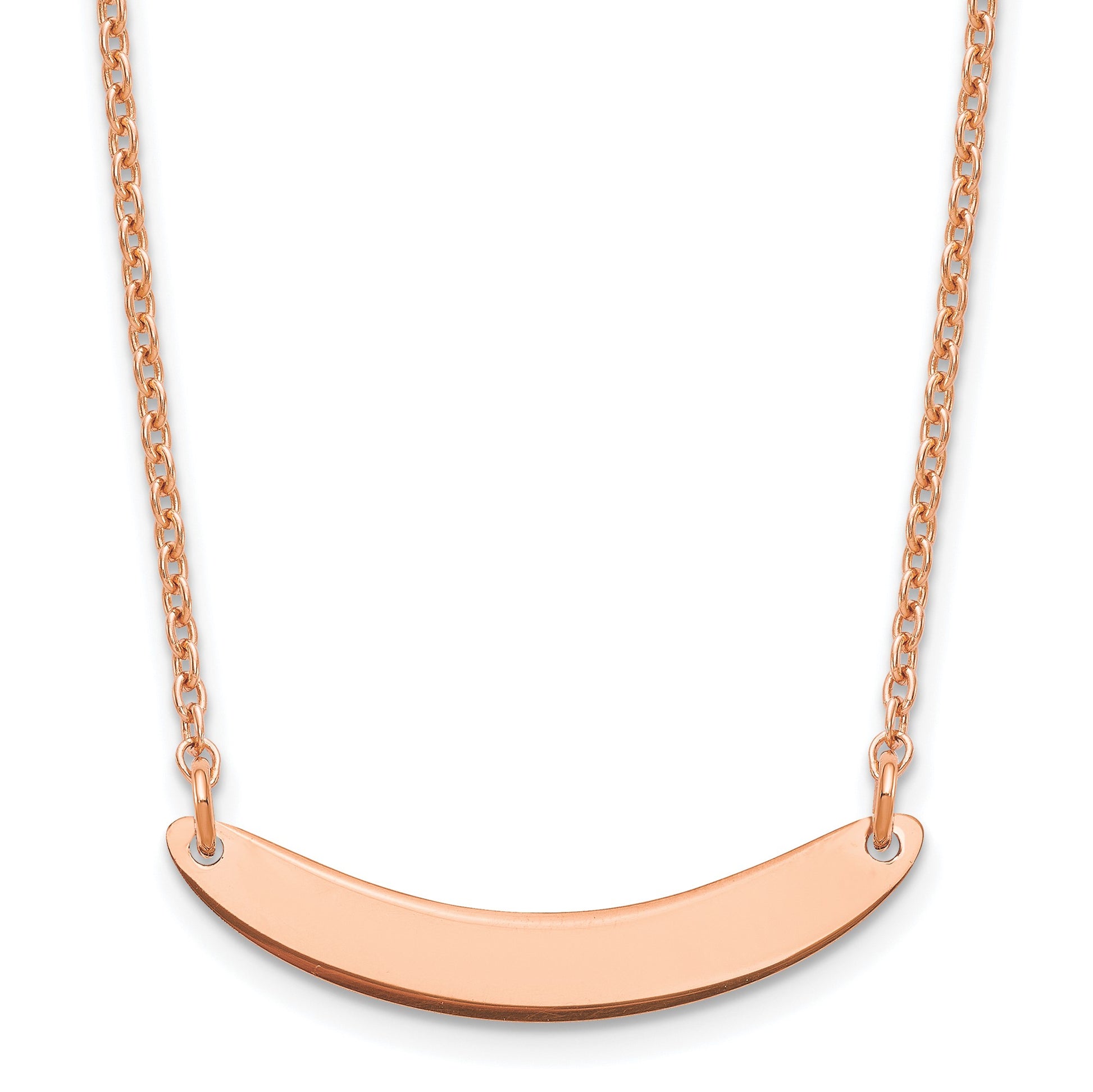 Sterling Silver/Rose-plated Small Curved Blank Bar Necklace