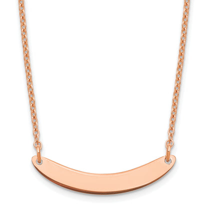 Sterling Silver/Rose-plated Small Curved Blank Bar Necklace